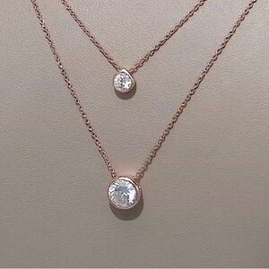 Diamonique rose gold double layer necklace from QVC